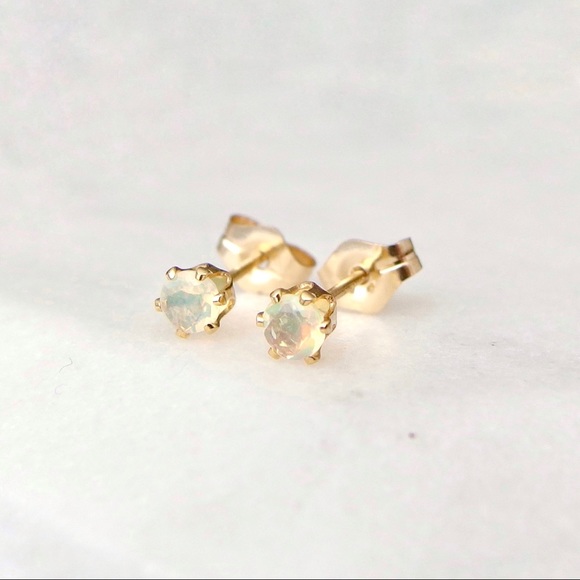 3mm genuine opal stud earrings 14k GF - Picture 10 of 12